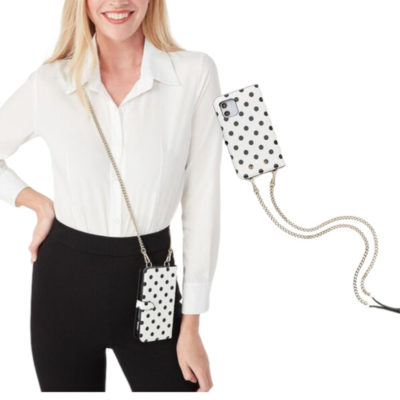 kate spade Other - KATE SPADE iPhone 12 PRO Leather Magnetic Folio Chain Crossbody Bag Case